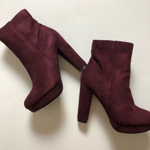 Maroon suade boots Size 6